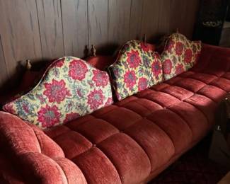 1960s vintage couch red with red floral