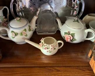 tea pots and sliver tray