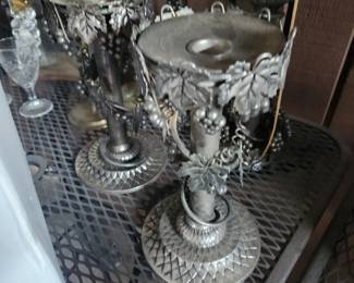 Silver plated grape candlestick holders