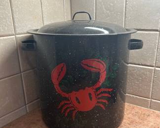Vintage Granite Ware Crab Stock Pot with Lid