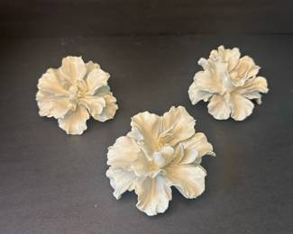 Set of 3 Ceramic Floral Appliques