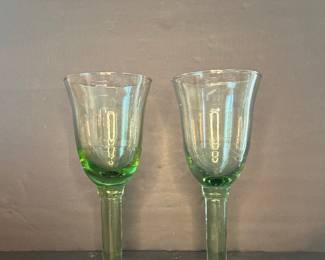 Green Uranium Glass Goblets