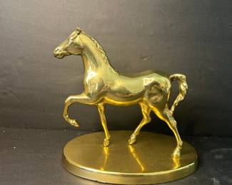 Vintage Brass Horse Figurine on Oval Base