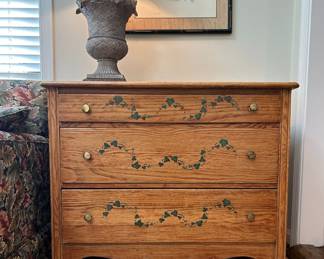 Oak Dresser with Stenciled Ivy Motif