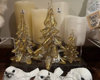 Glass Christmas Trees and Glitter Birds