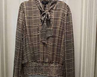 Haver London Houndstooth Bow Blouse