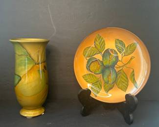 P. Ipsens Enke Danish Ceramic Vase and Decorative Plate