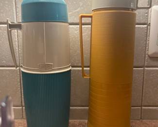 Vintage Thermos Vacuum Flasks with Cups