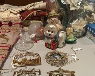 Collection of Commemorative Christmas Ornaments including White House and VMI