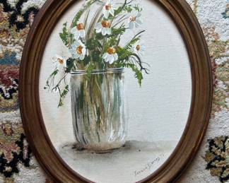 Jacque Barnes Floral Still Life Painting - Daisies in Vase
