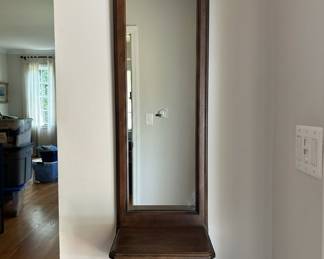 Vintage Wooden Wall Mirror with Drawer