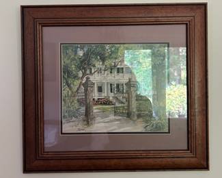 Southern Antebellum Home Watercolor Painting by Shipman