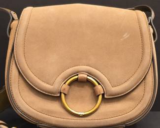 Tory Burch Suede Saddle Bag with GoldTone Ring Logo