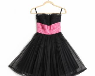 Betsey Johnson Black Tulle and Pink Bow Dress