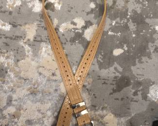 Tan Leather Belt with Square Perforations
