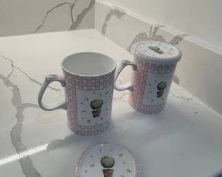 Hankook Fine Bone China Zenith Pink Lidded Mug Set  