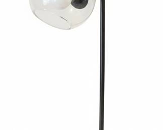 Modern Minimalist Glass Globe Table Lamp  Black Metal Base