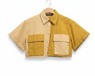 Zara TwoTone Cropped Utility Shirt
