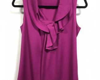 Elie Tahari Magenta Sleeveless RuffleFront Blouse