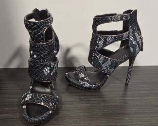 BCBGMAXAZRIA Freeda Snake Suede Sandals
