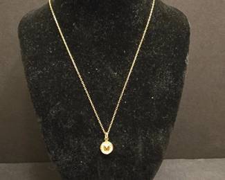 GoldPlated Sterling Silver M Initial Pendant Necklace