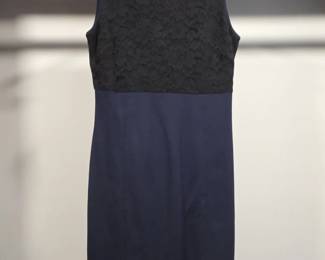 Barneys New York Navy and Black Lace Sleeveless Dress