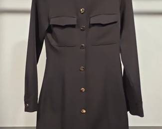 Zara Womens Black Shirt Dress with GoldTone Buttons