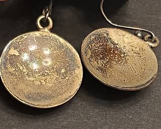 Vintage Turquoise and Sterling Silver Disc Dangle Earrings second image