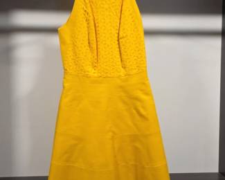 Karen Millen Yellow Halterneck Eyelet Dress