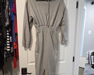 Womens Grey Hooded Sweatshirt Midi Dress