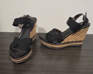 Charles by Charles David Black Espadrille Wedge Sandals