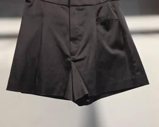 Zara Womens Black Satin Pleated Tailored Shorts