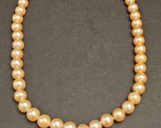 Golden South Sea Cultured Pearl Necklace with 14K Gold Clasp