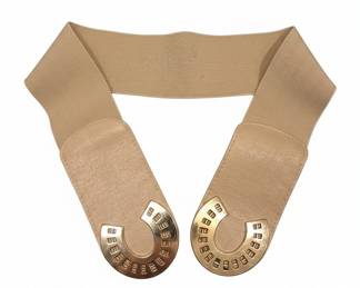 Womens Elastic Waist Cinch Belt with Horseshoe Buckle