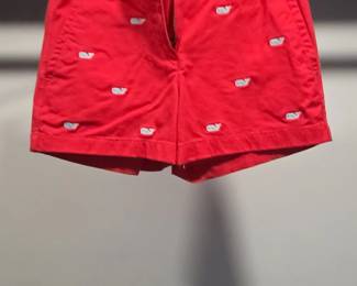 Vineyard Vines Womens Red Whale Embroidered Chino Shorts Size