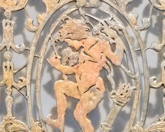 Pair of Ornate Architectural BronzeClad Doors with Putti Reliefs 6.6 tall around 300lb each