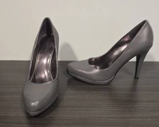 Nine West Grey Faux Snakeskin Platform Pumps