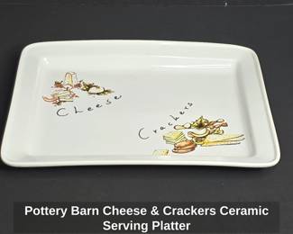 Pottery Barn Cheese  Crackers Ceramic Serving Platter  