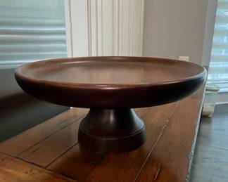 Crate  Barrel Large Wood Pedestal Tray  