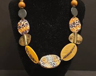 Chunky Mixed Media Animal Print Statement Necklace