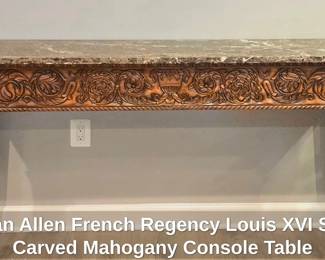 Ethan Allen French Regency Louis XVI Style Carved Mahogany Console Table