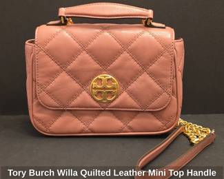 Tory Burch Willa Quilted Leather Mini Top Handle Bag