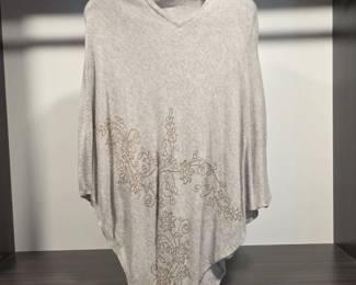 Womens Embellished Knit Poncho