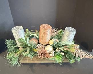 Artificial Christmas Pillar Candle Centerpiece