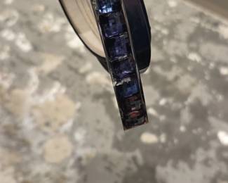 Fashion Belt with Square Blue Crystal Embellishments