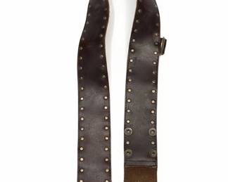 Vintage Leather Belt with Metal Ring and Studs