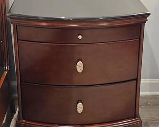 Pair of Cherry Wood Nightstand with Black Granite Top