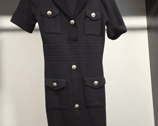 Balmain Black Knit Mini Dress with GoldTone Buttons