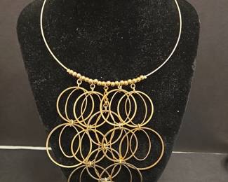 Modernist GoldTone MultiCircle Bib Necklace