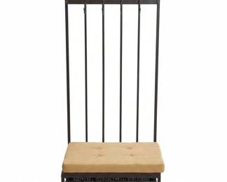 Metal Hall Tree with Upholstered Bench and Woven Storage Basket